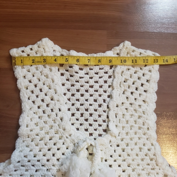 Handmade women's crochet off white  wool sweater vest - Picture 11 of 12